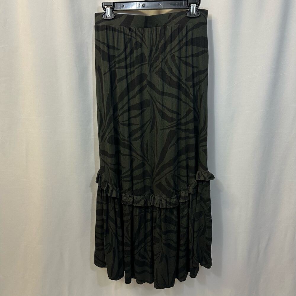 Evereve Z Supply Leisel Tropical Zebra Skirt Ruffles Maxi Skirt Large NWT